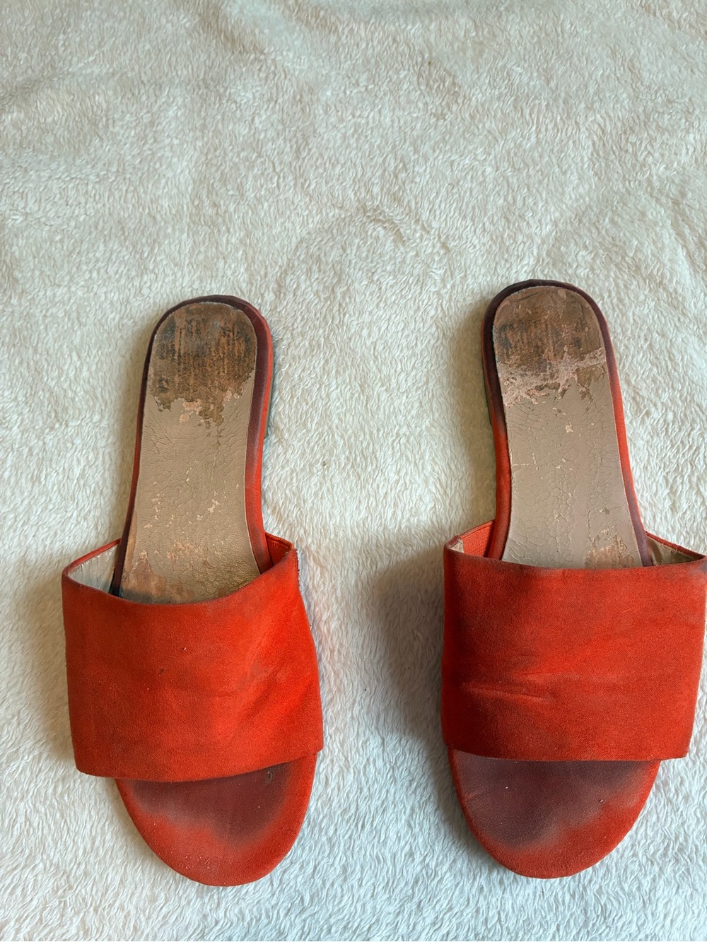 Women's Suede Red Slide Sandals